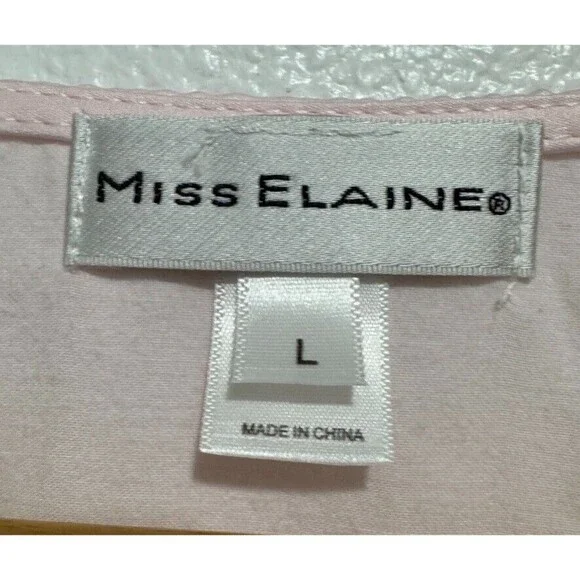 Miss Elaine Brushed Back/Satin Nightgown/LongSleeve/ Blush Pink w/Embroidery NWT - Picture 4 of 16